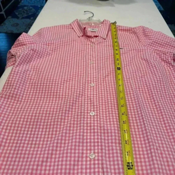 Vineyard vines women’s pink & white check button up shirt size 16. - Picture 5 of 8
